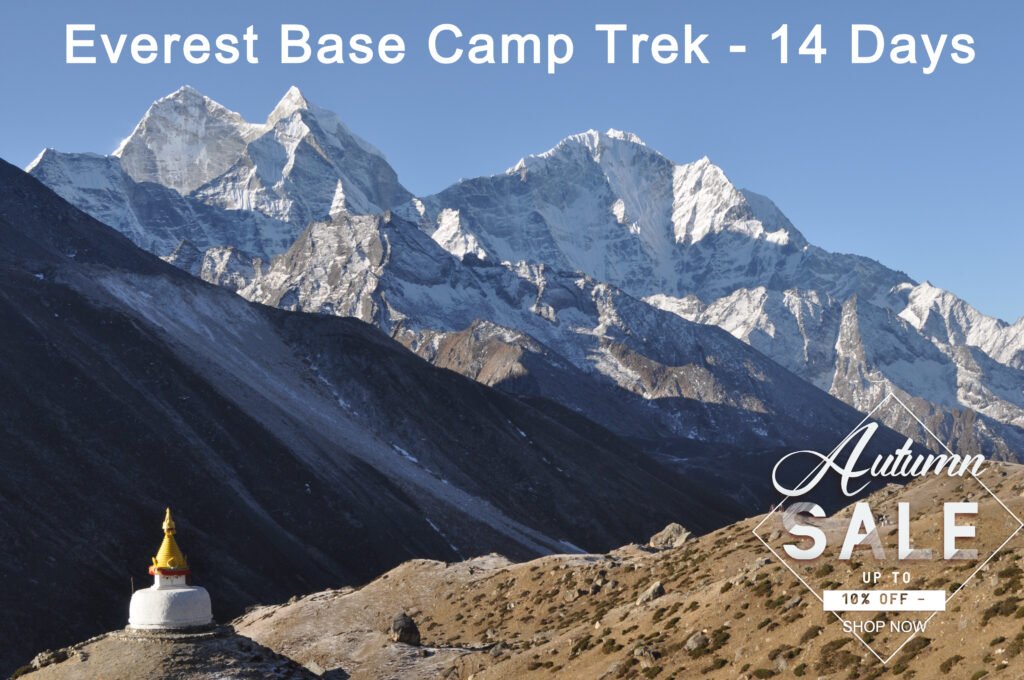mountain stupa and landscape of Everest region: Top Three trekking in Nepal for 2025